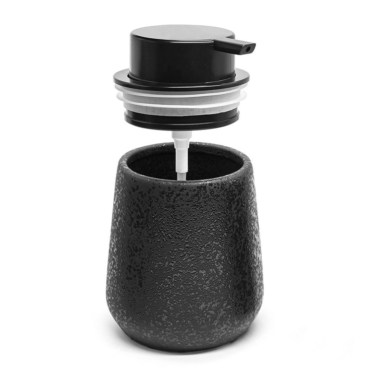 Dispenser sapone liquido in ceramica nero con effetto glitter