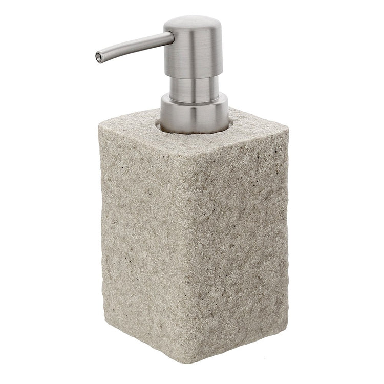 Dispenser Sapone In Resina Beige Capacita 280 Ml Effetto Pietra