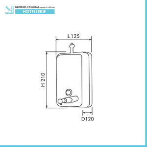 Dispenser sapone liquido a parete 1200 ml in acciaio inox lucido