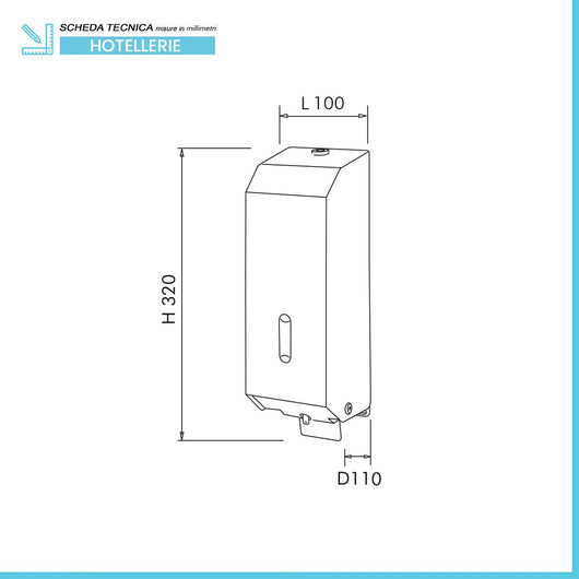 Dispenser sapone liquido a parete 1200 ml in acciaio inox lucido