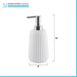 Dispenser sapone liquido bianco da appoggio Gedy serie Marika in ceramica