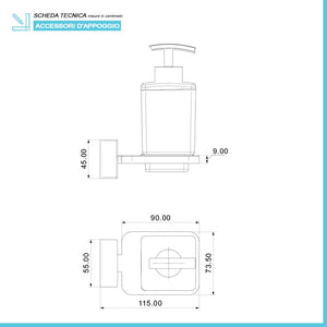 Dispenser sapone liquido con fissaggio a muro