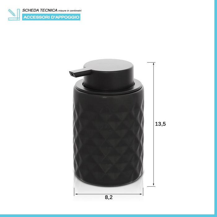 Dispenser sapone nero da appoggio in ceramica Cristal