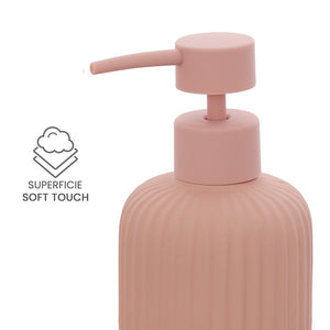 Dispenser sapone rosa in ceramica soft touch capienza 330 ml Spring