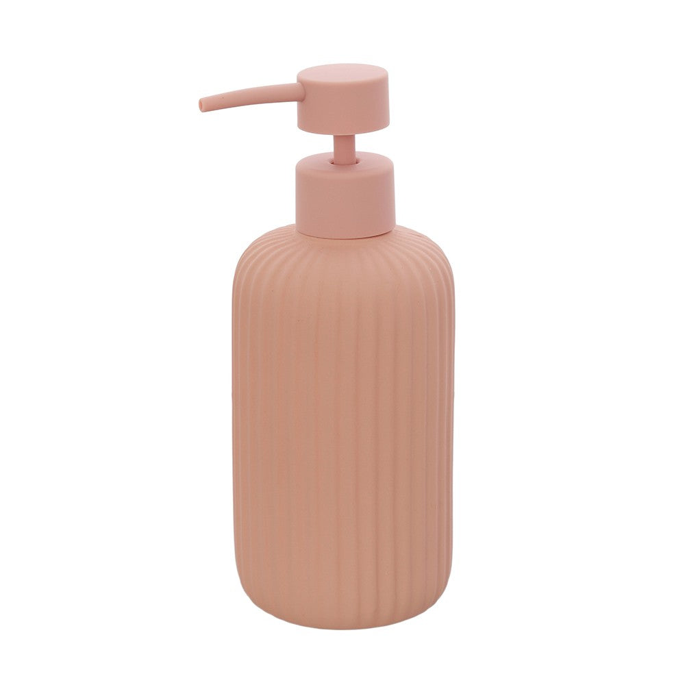 Dispenser sapone rosa in ceramica soft touch capienza 330 ml Spring