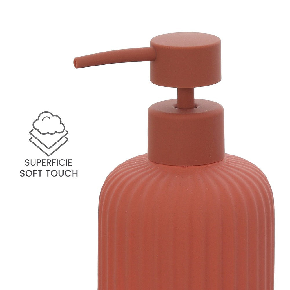 Dispenser sapone rosso in ceramica soft touch capienza 330 ml Spring