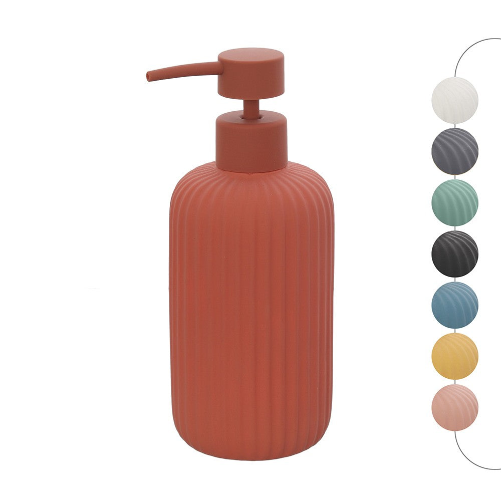 Dispenser sapone rosso in ceramica soft touch capienza 330 ml Spring