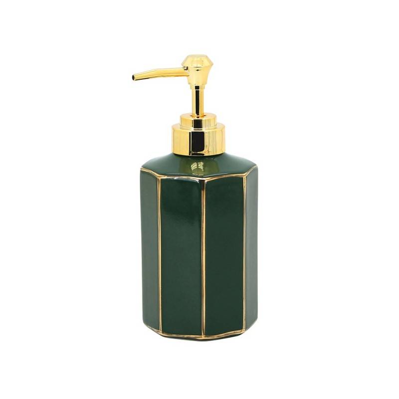 Dispenser verde e oro in ceramica - Serie Smeraldo cod 82327