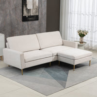 Divano Letto 3 Posti 213x91x83 cm in Tessuto Crema