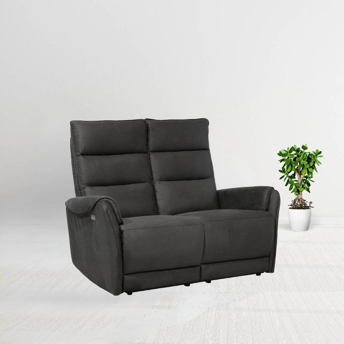 Divano 2 posti 2 recliner elettrici effetto nabuk grigio Thun