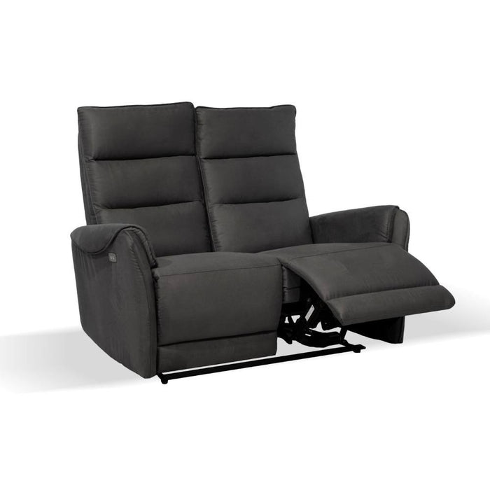 Divano 2 posti 2 recliner elettrici effetto nabuk grigio Thun