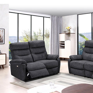 Divano 2 posti 2 recliner elettrici grigio scuro Brienz