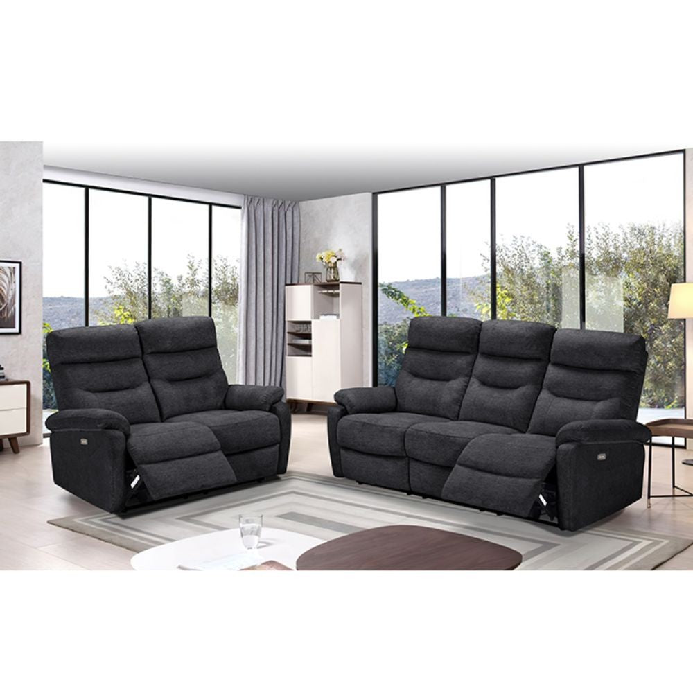 Divano 2 posti 2 recliner elettrici grigio scuro Brienz