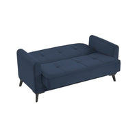 Divano 2 posti con funzione letto e contenitore Marina in tessuto blu 156x85x90H