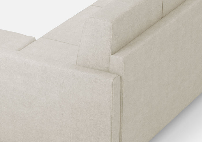 Divano 2 Posti con Pouf 138x155x85 cm Karay in Tessuto Latte