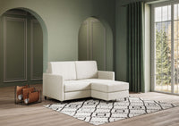 Divano 2 Posti con Pouf 138x155x85 cm Karay in Tessuto Latte