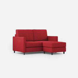 Divano 2 Posti con Pouf 158x145x85 cm Karay in Tessuto Rosso