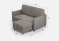 Divano 2 Posti con Pouf 158x145x85 cm Karay in Tessuto Grigio