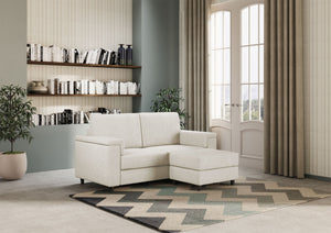 Divano 2 Posti con Pouf 148x155x85 cm Marrak in Tessuto Latte