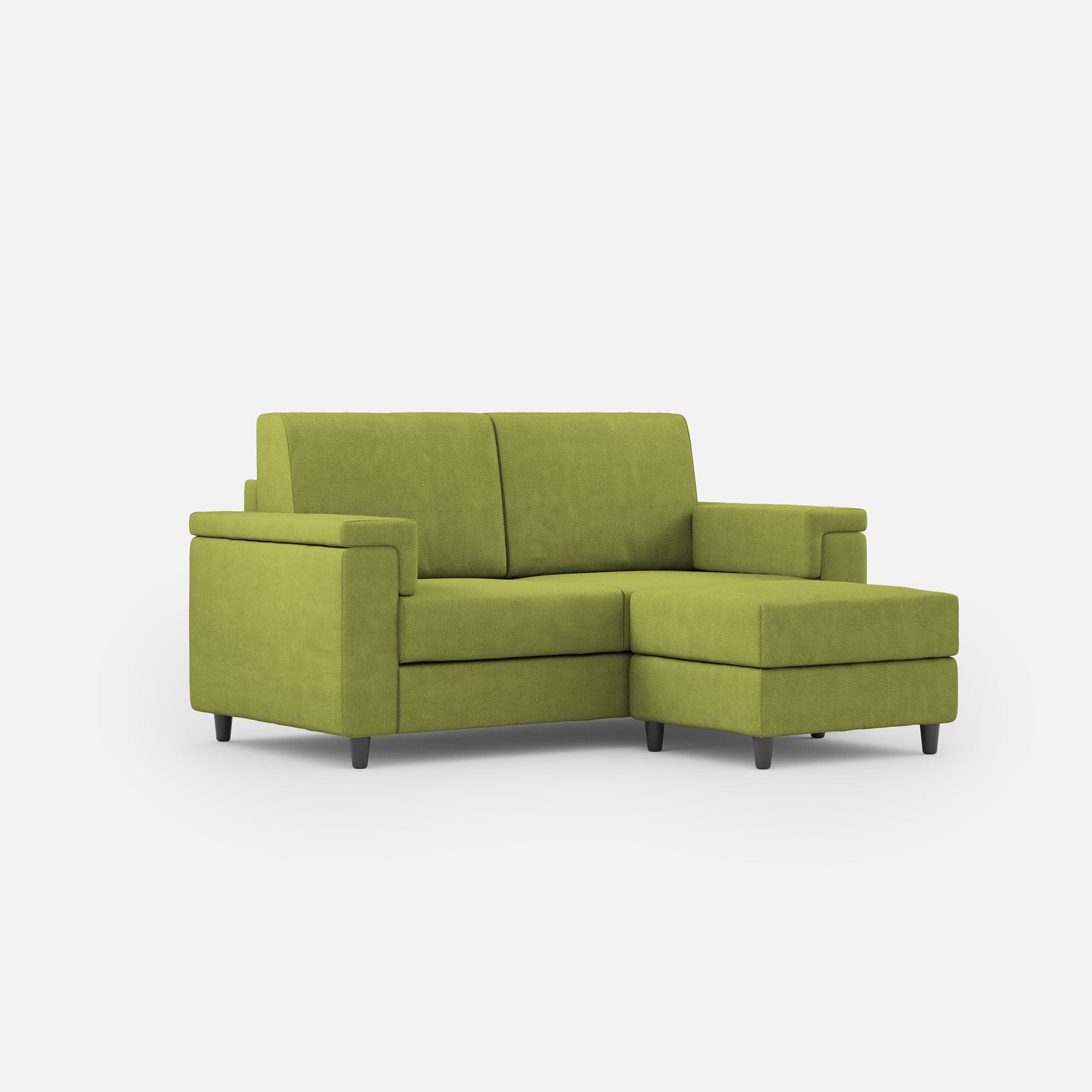 Divano 2 Posti con Pouf 148x155x85 cm Marrak in Tessuto Verde