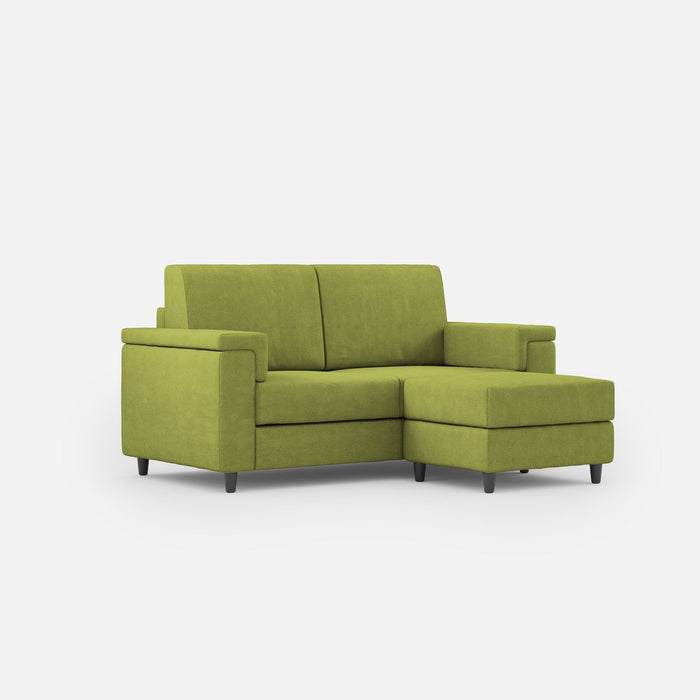 Divano 2 Posti con Pouf 148x155x85 cm Marrak in Tessuto Verde