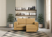 Divano 2 Posti con Pouf 148x155x85 cm Marrak in Tessuto Ocra