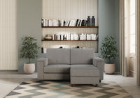 Divano 2 Posti con Pouf 148x155x85 cm Marrak in Tessuto Grigio