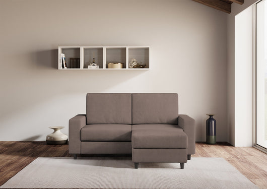 Divano 2 Posti con Pouf 168x145x85 cm Sakar in Tessuto Talpa