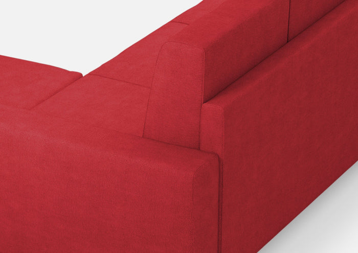 Divano 2 Posti con Pouf 148x155x85 cm Sakar in Tessuto Rosso