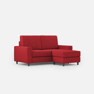 Divano 2 Posti con Pouf 148x155x85 cm Sakar in Tessuto Rosso