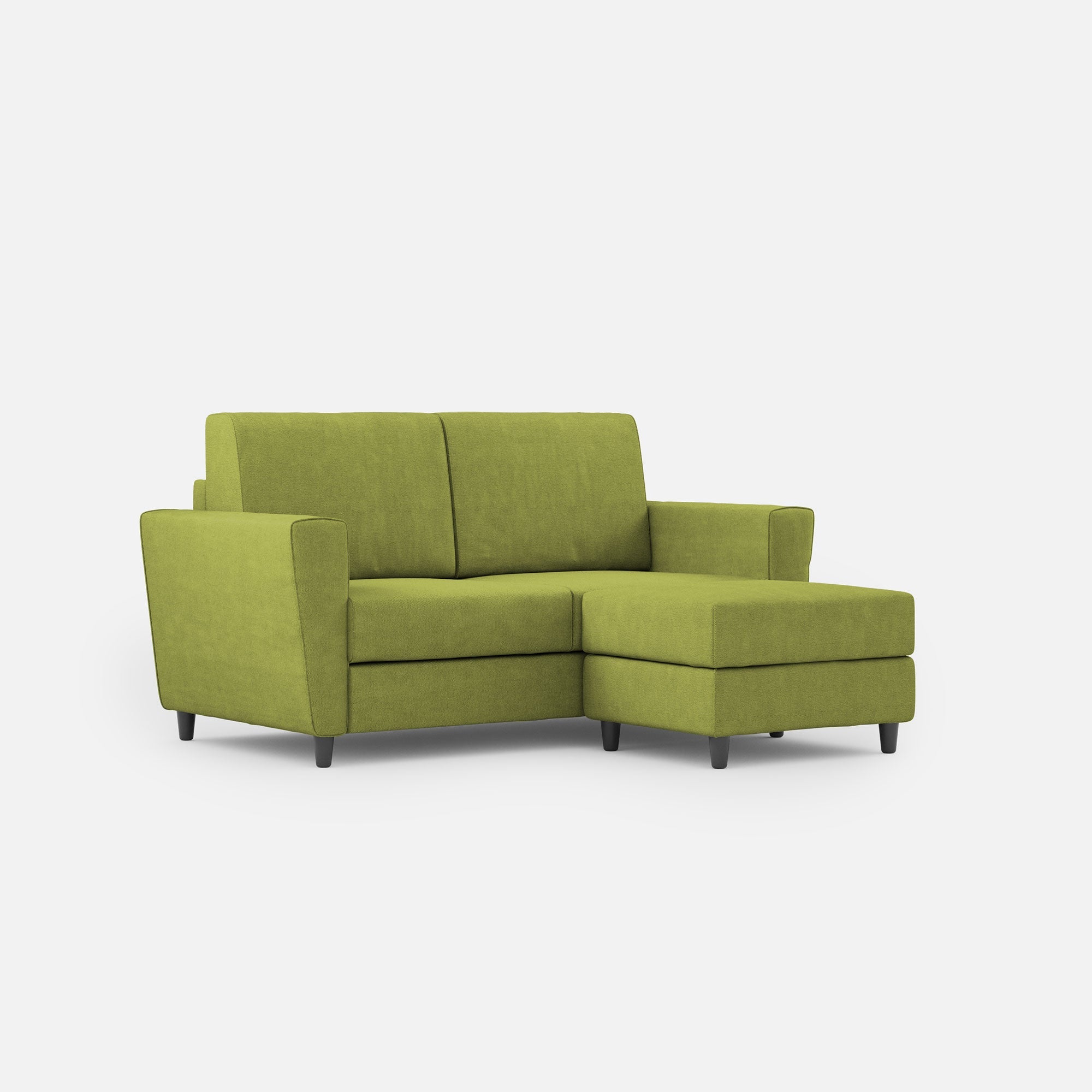 Divano 2 Posti con Pouf 172x145x85 cm Yasel in Tessuto Verde