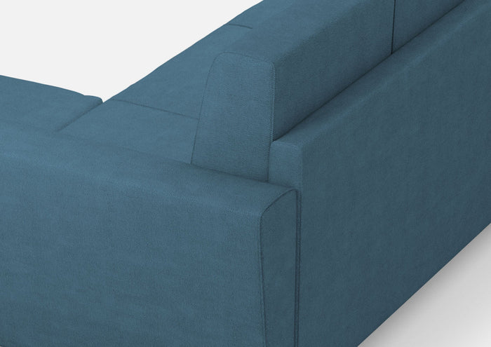 Divano 2 Posti con Pouf 152x155x85 cm Yasel in Tessuto Avio