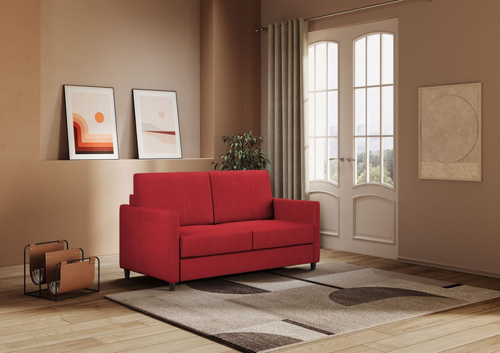 Divano 2 Posti 138x85x85 cm Karay in Tessuto Rosso