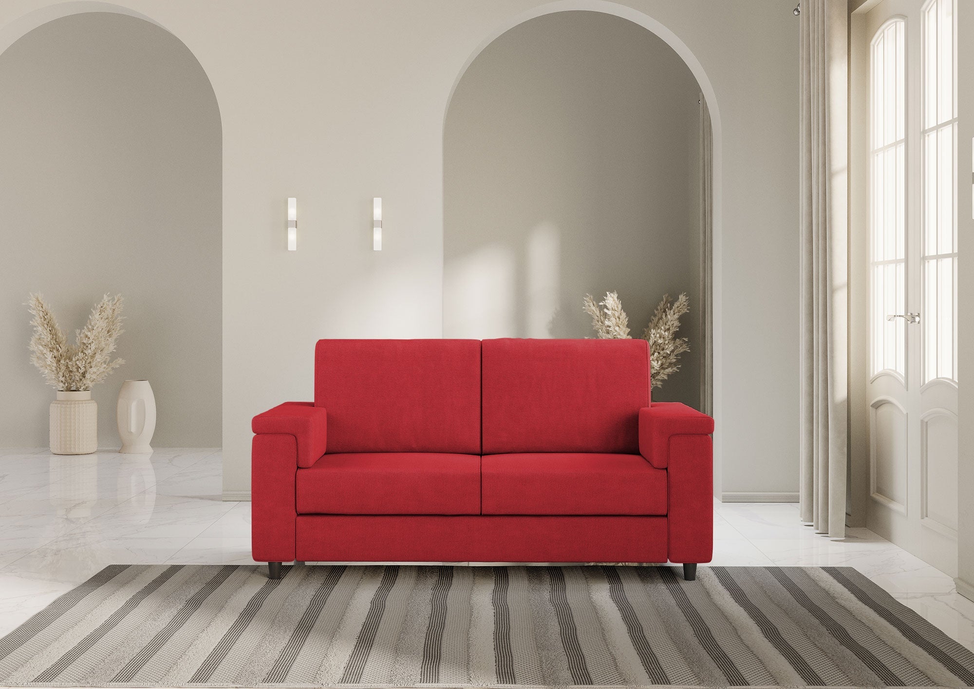 Divano 2 Posti 168x85x85 cm Marrak in Tessuto Rosso