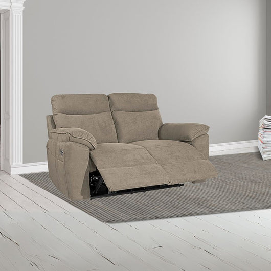 Divano 2 posti recliner elettrico tessuto barrel21 tortora Boston 160x100x102H