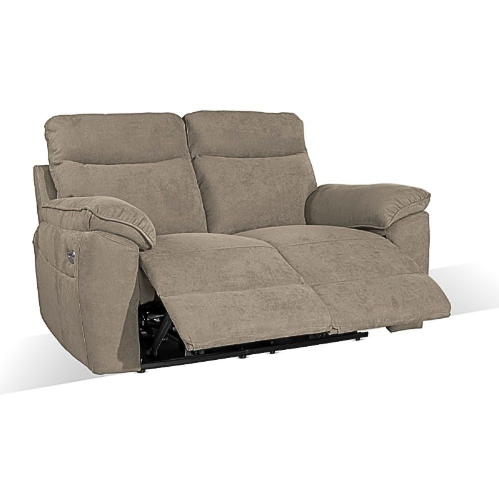 Divano 2 posti recliner elettrico tessuto barrel21 tortora Boston 160x100x102H