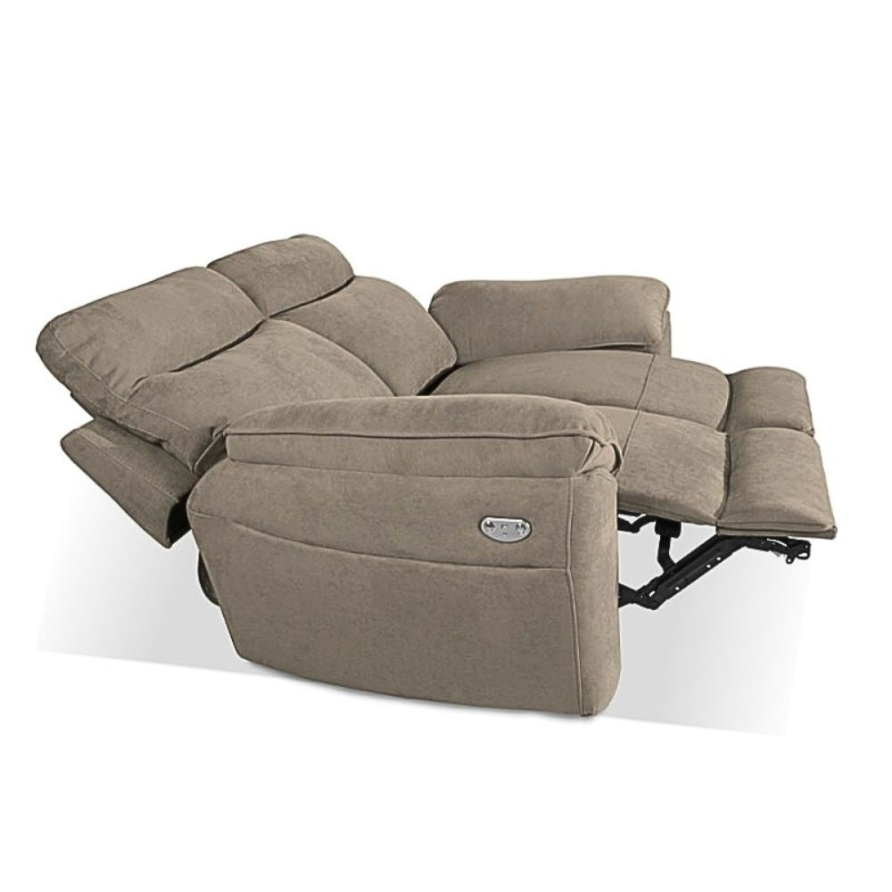 Divano 2 posti recliner elettrico tessuto barrel21 tortora Boston 160x100x102H