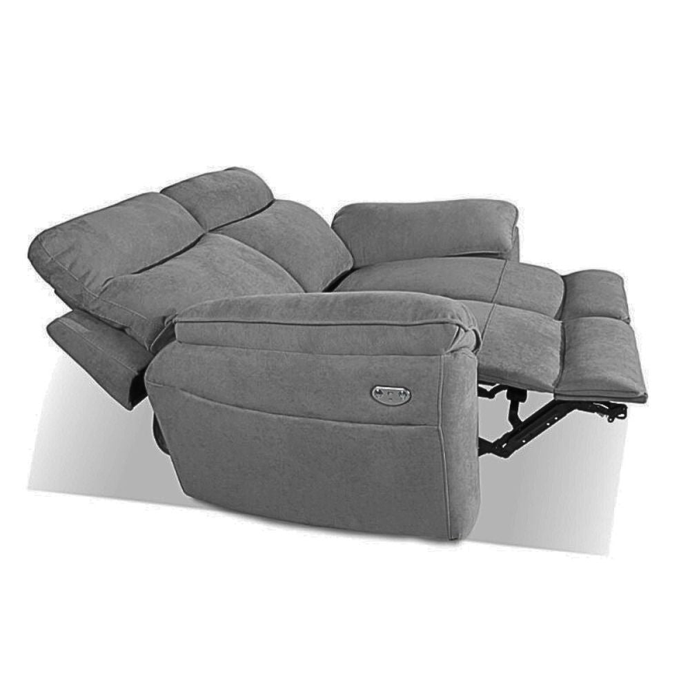 Divano 2 posti recliner elettrico tessuto barrel90 grigio Boston 160x100x102H