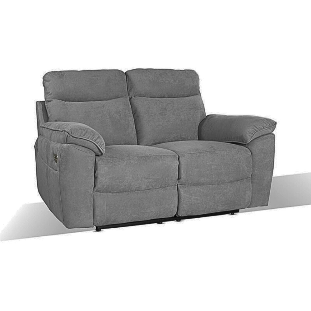 Divano 2 posti recliner elettrico tessuto barrel90 grigio Boston 160x100x102H