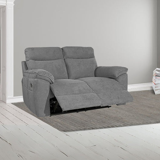 Divano 2 posti recliner elettrico tessuto barrel90 grigio Boston 160x100x102H