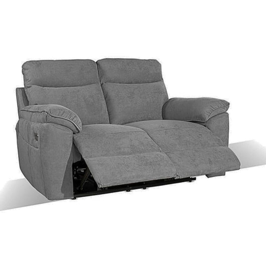 Divano 2 posti recliner elettrico tessuto barrel90 grigio Boston 160x100x102H