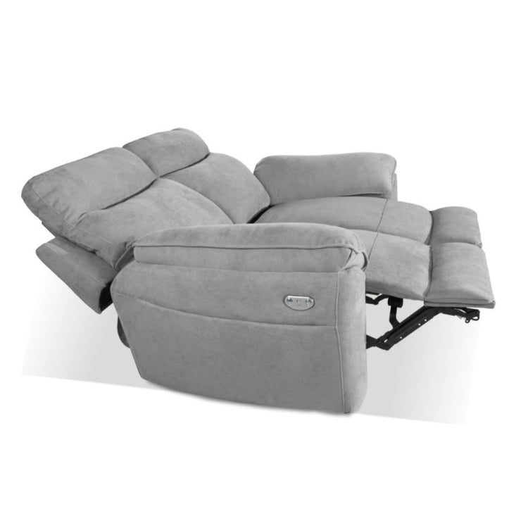 Divano 2 posti recliner elettrico tessuto grigio Boston 160x100x102H