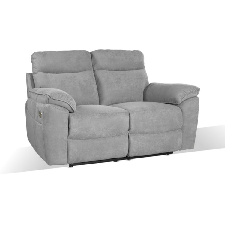 Divano 2 posti recliner elettrico tessuto grigio Boston 160x100x102H