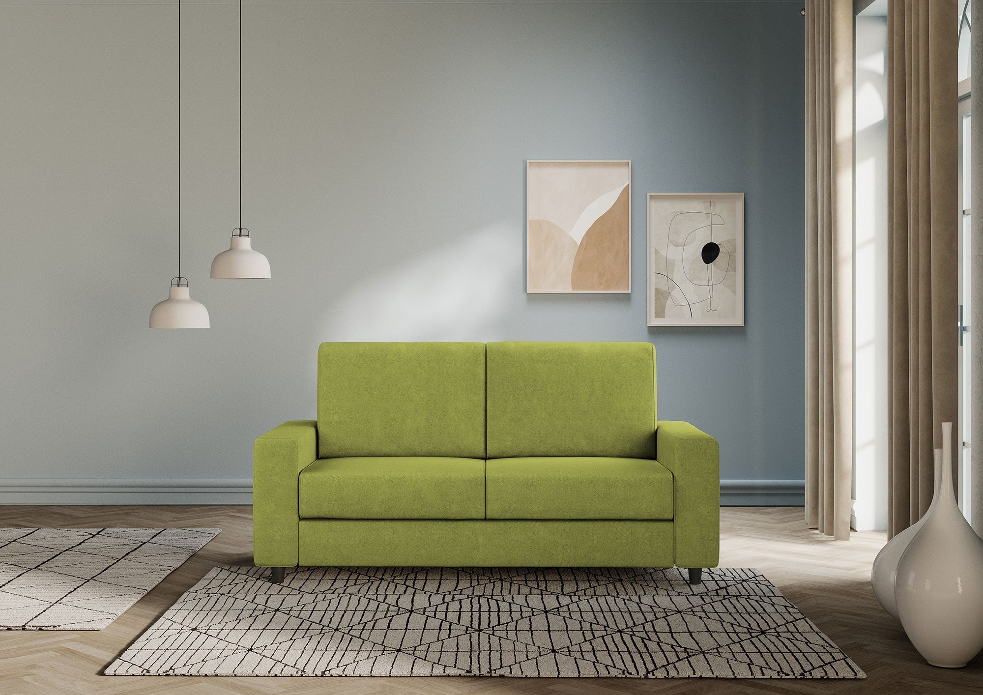 Divano 2 Posti 148x85x85 cm Sakar in Tessuto Verde