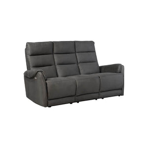 Divano 3 posti 2 recliner elettrici effetto nabuk grigio Thun