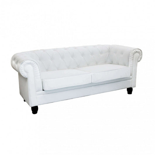 DIVANO 3 POSTI CHESTERFIELD IN ECOPELLE BIANCO