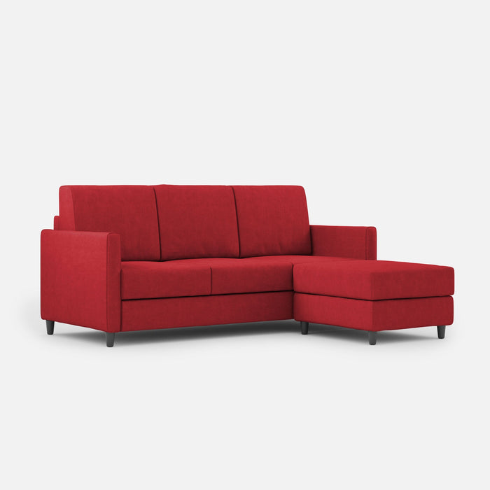 Divano 3 Posti con Pouf 198x155x85 cm Karay in Tessuto Rosso