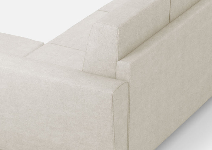 Divano 3 Posti con Pouf 212x155x85 cm Yasel in Tessuto Latte