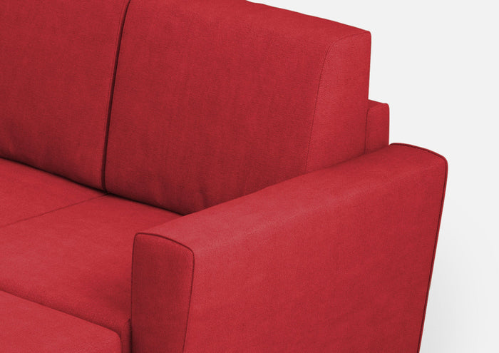 Divano 3 Posti con Pouf 212x155x85 cm Yasel in Tessuto Rosso