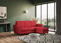 Divano 3 Posti con Pouf 212x155x85 cm Yasel in Tessuto Rosso